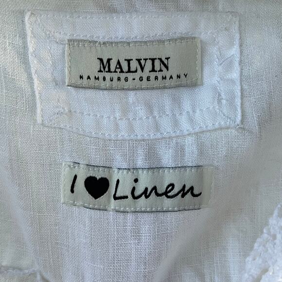 Malvin I Love Linen Women's White 100% Linen Blouse Size S - Picture 7 of 9